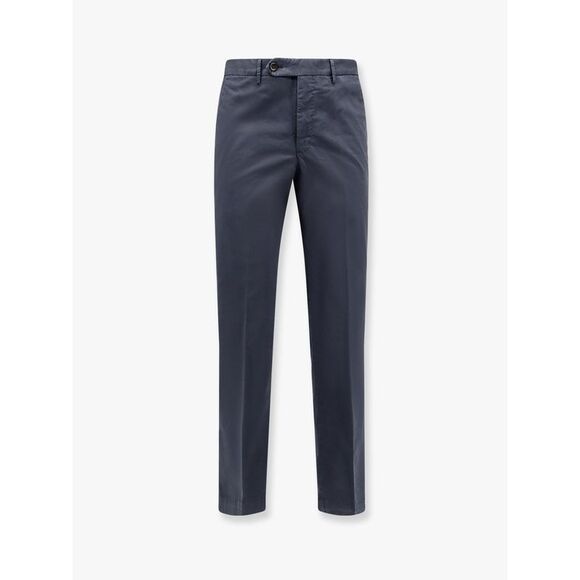 Pt Torino Men Stretch Cotton Trouser With Logo Metal Charm